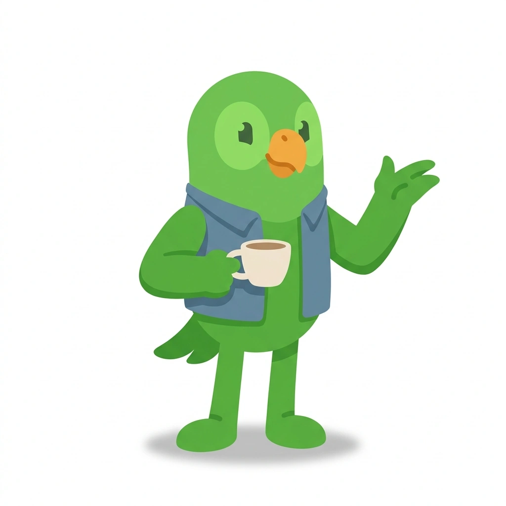 Pip the Parrot, the guide who teaches the Everyday Native English course
