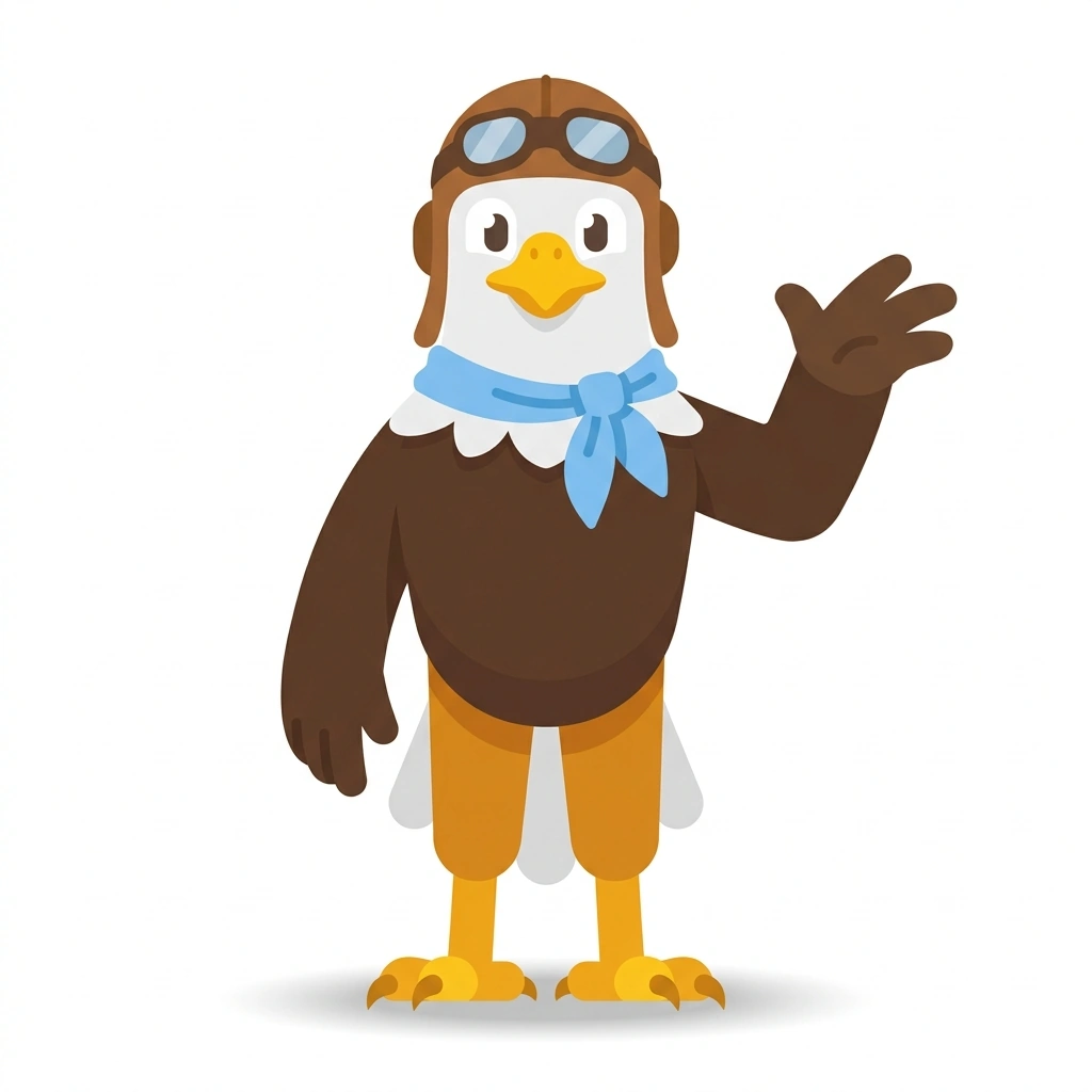 Ace the Aviator, the guide who teaches the How Giant Metal Birds Fly course