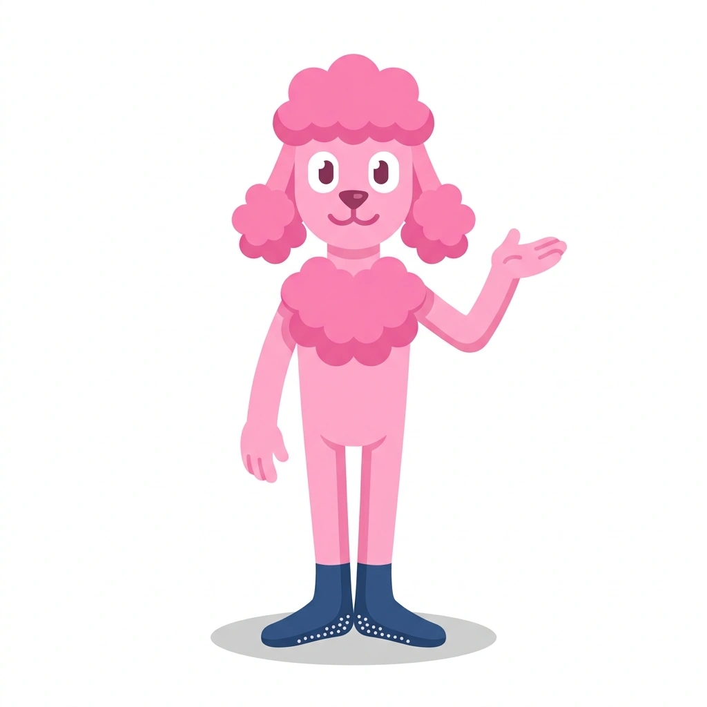 Piper the Poodle, the guide who teaches the Reformer Pilates Mechanics course