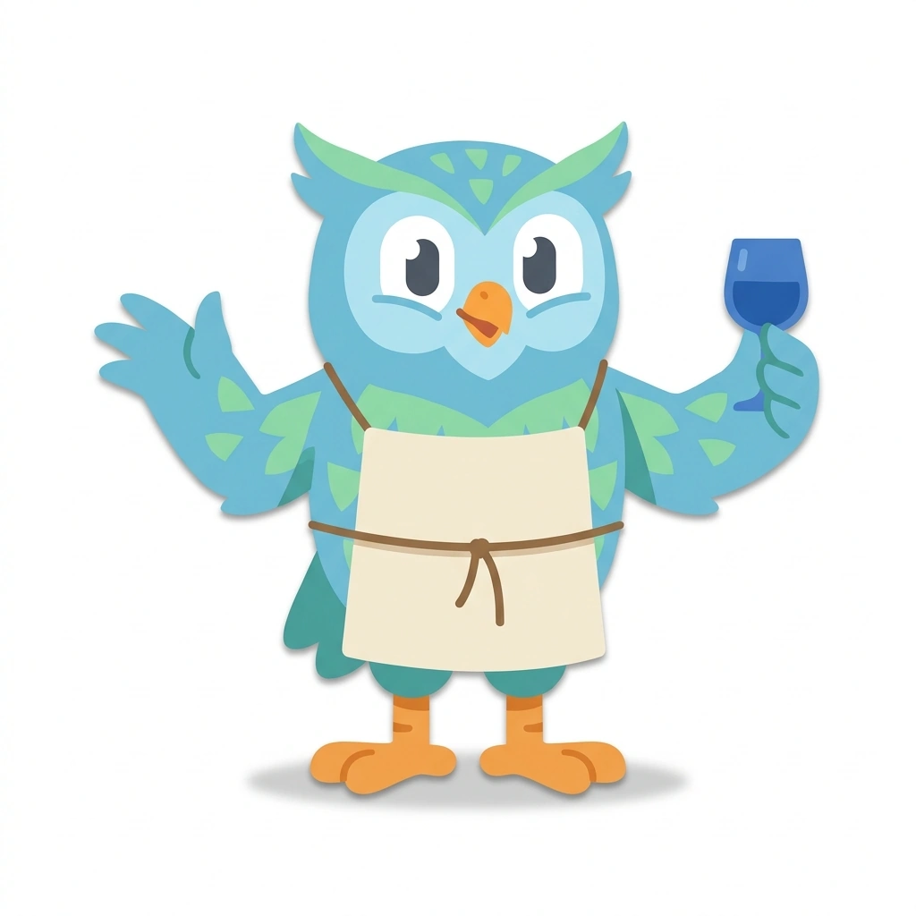Ollie the Owl, the guide who teaches the Real Olive Oil: Taste and Technique course