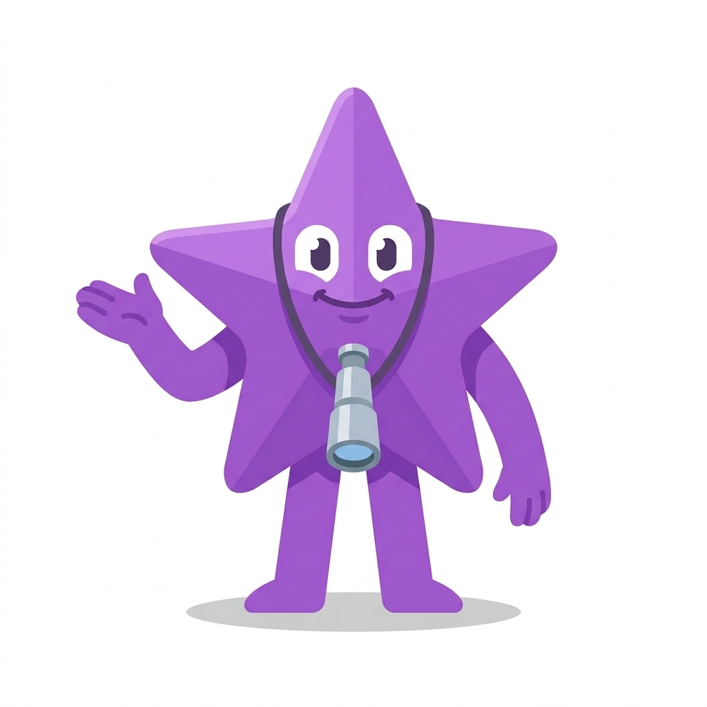 Stella the Starfish, the guide who teaches the The Night Sky from Your Backyard course