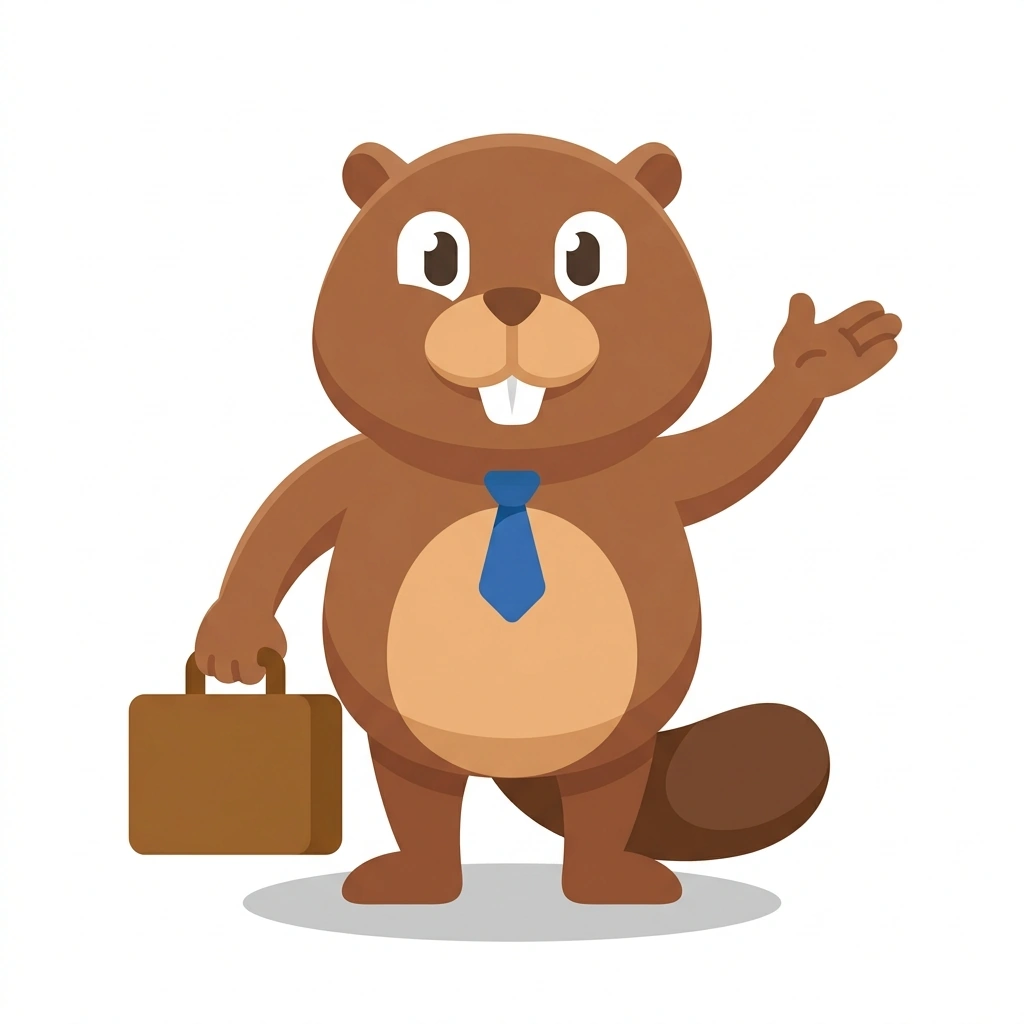 Bizzie the Beaver, the guide who teaches the How a Business Actually Works course