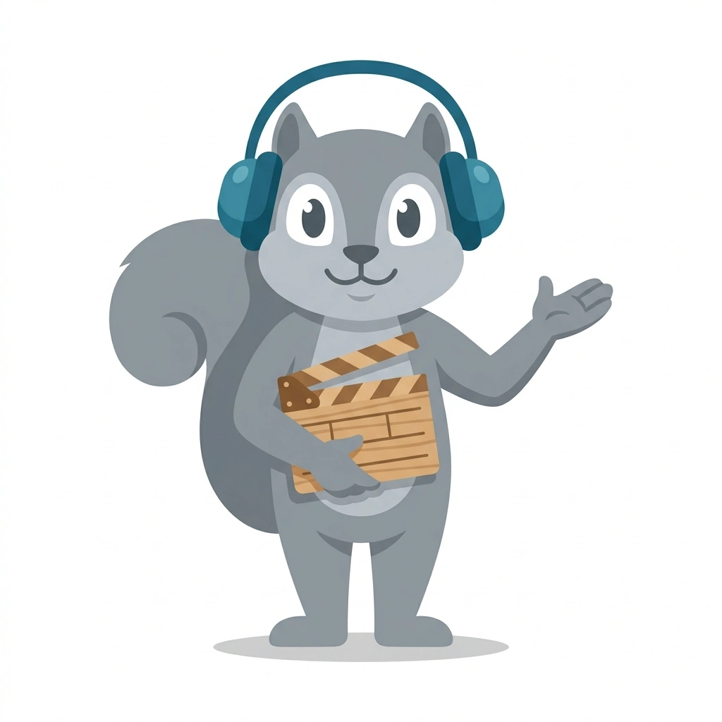 Splice the Squirrel, the guide who teaches the Video Editing: From Cut to Screen course