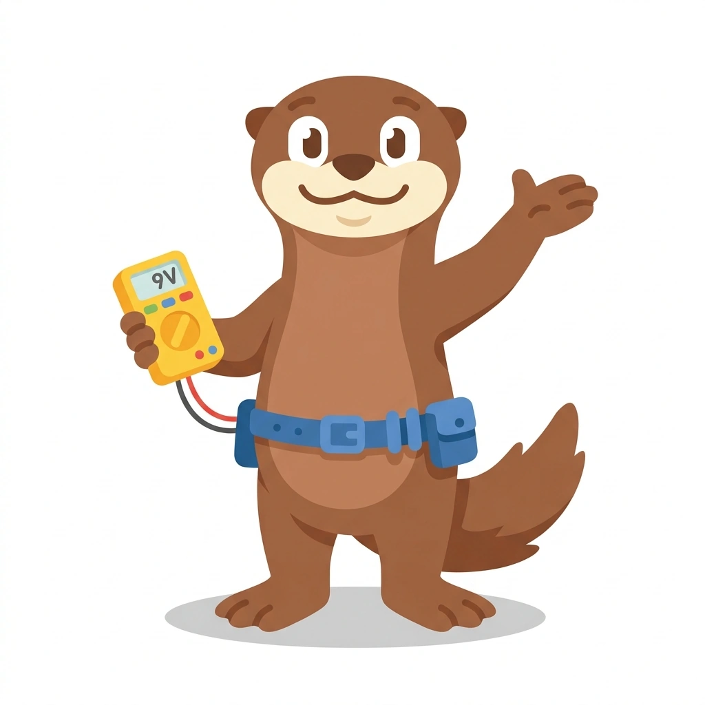 Amp the Otter, the guide who teaches the Electrical Systems for Boats and Audio course