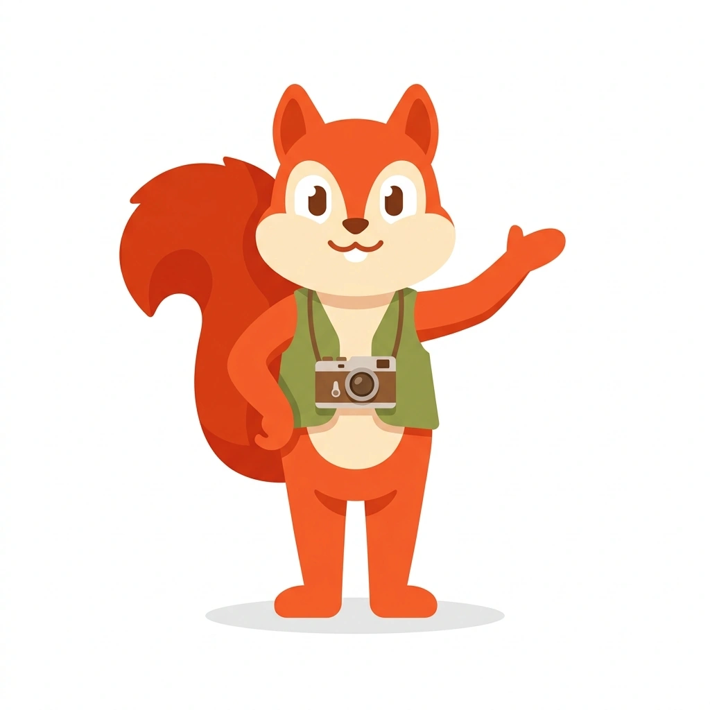 Snap the Squirrel, the guide who teaches the How to Take Better Photos course
