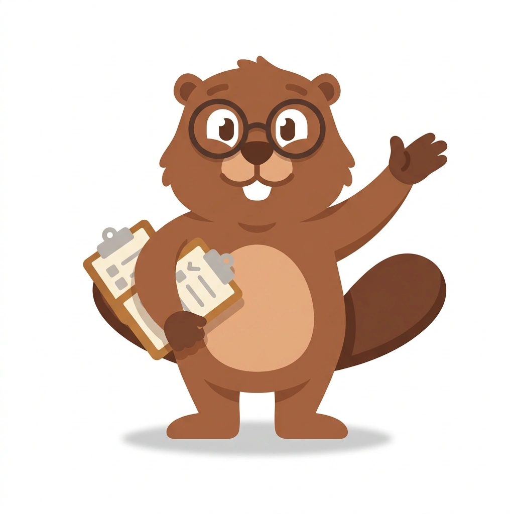 Bizzy the Beaver, the guide who teaches the Marketing Research in Practice course