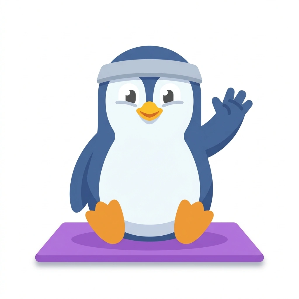 Pip the Penguin, the guide who teaches the Anatomy for Pilates course
