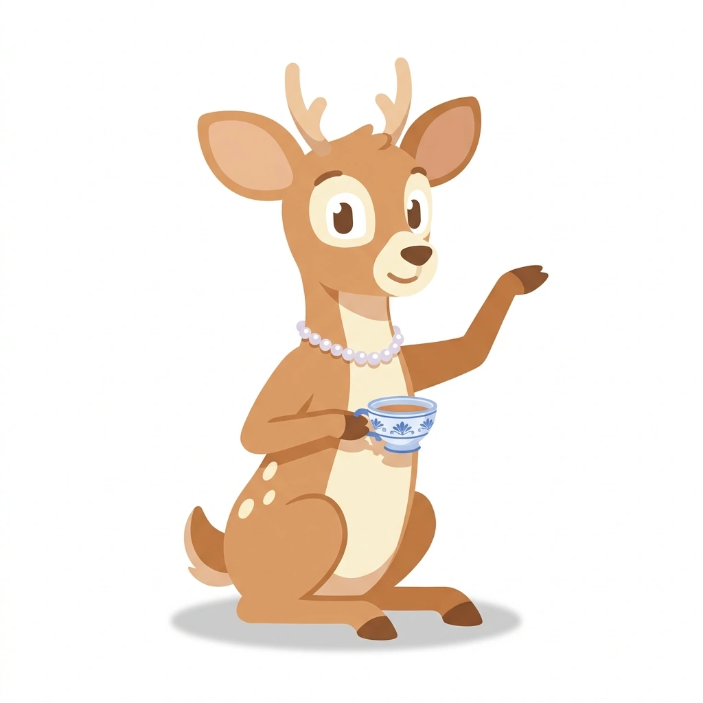 Flora the Fawn, the guide who teaches the Poise and Table Etiquette course