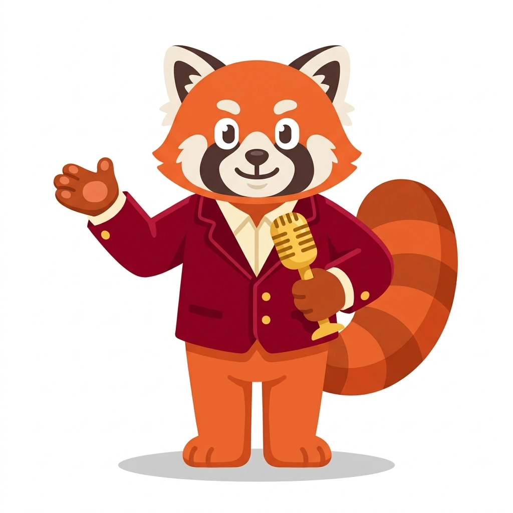 Rhodes the Red Panda, the guide who teaches the Crafting R&B Melodies course