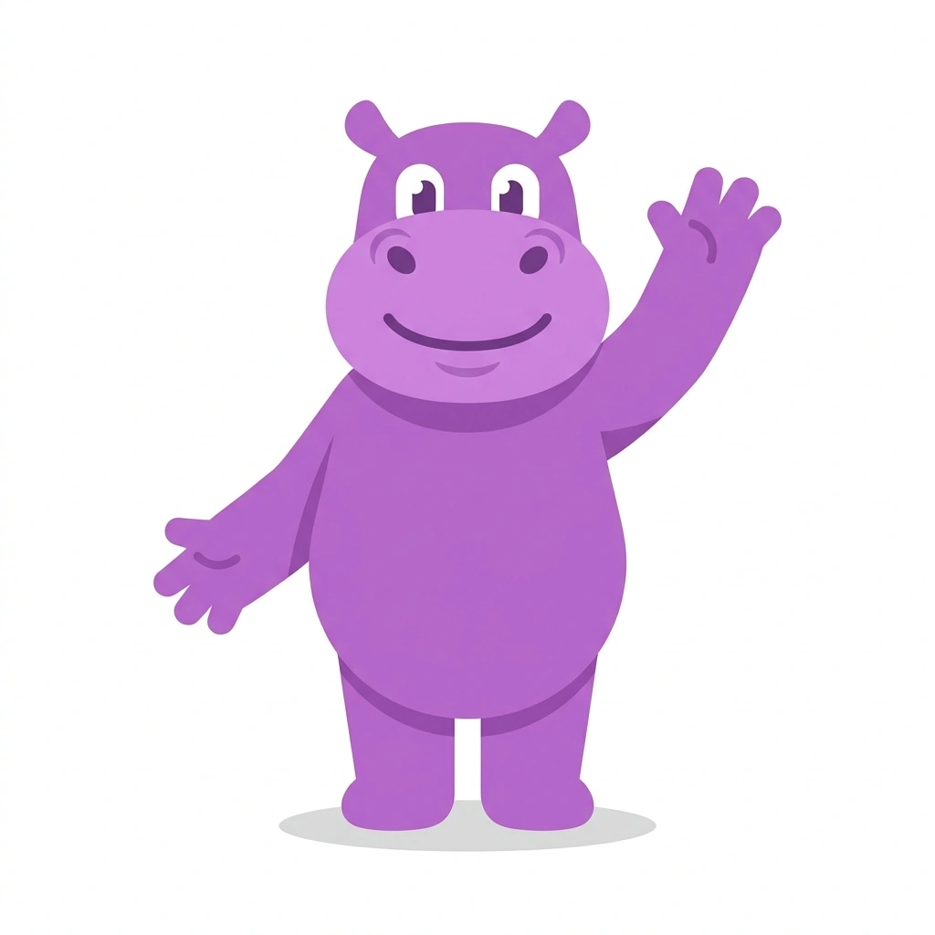 Hali the Hippo, the guide who teaches the Hello: The Art of First Impressions course