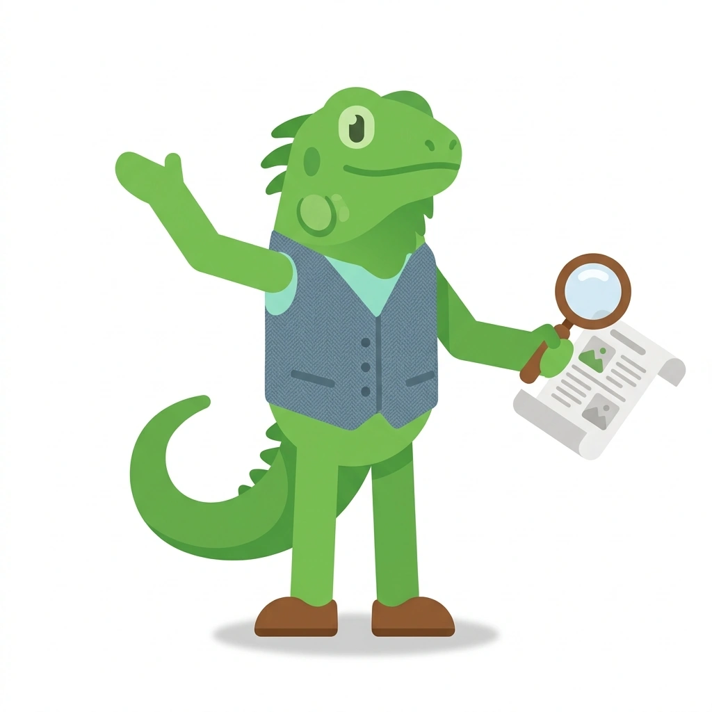 Insu the Iguana, the guide who teaches the Navigating US Health Insurance course