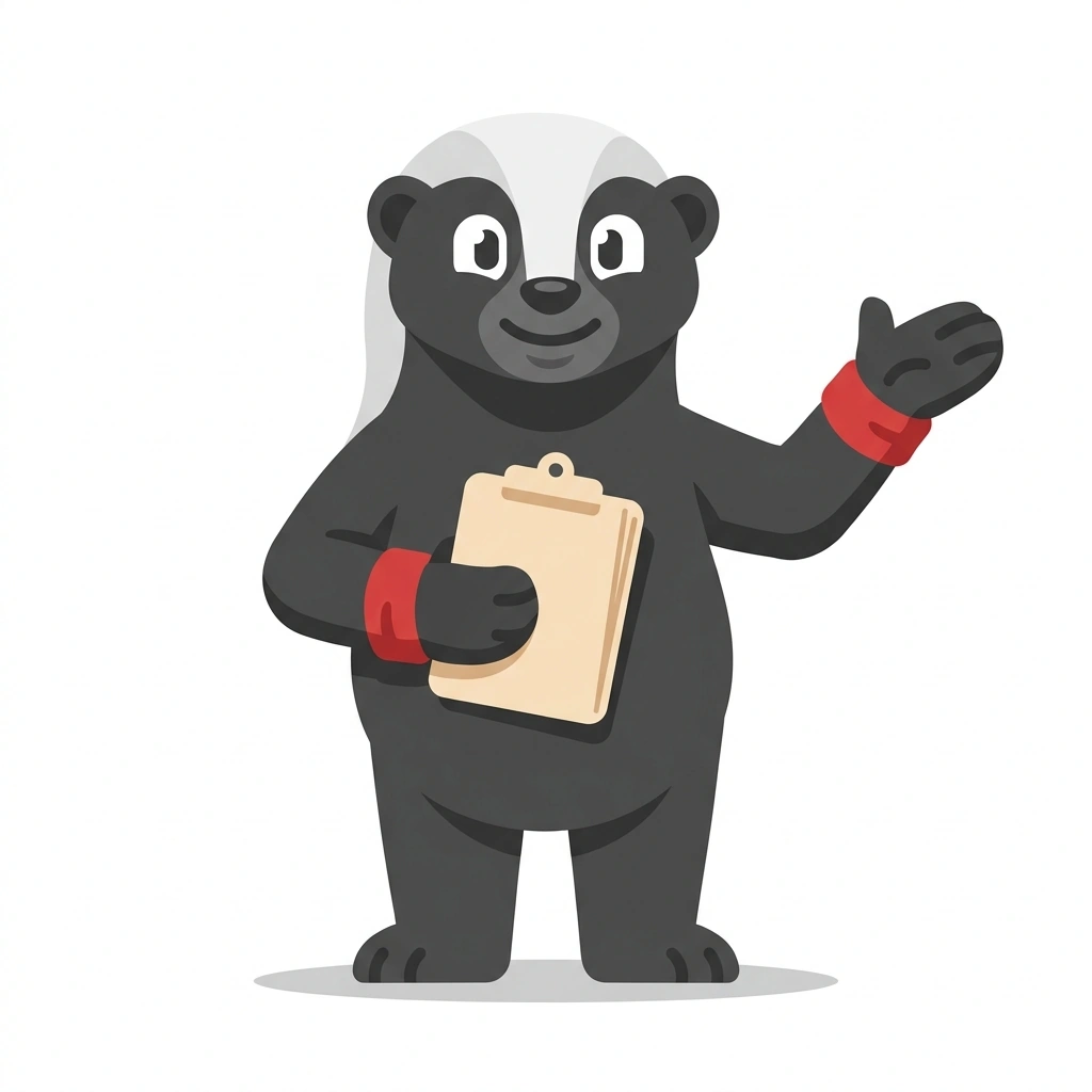 Barney the Badger, the guide who teaches the Gym Science: Muscle, Mind, and Fuel course