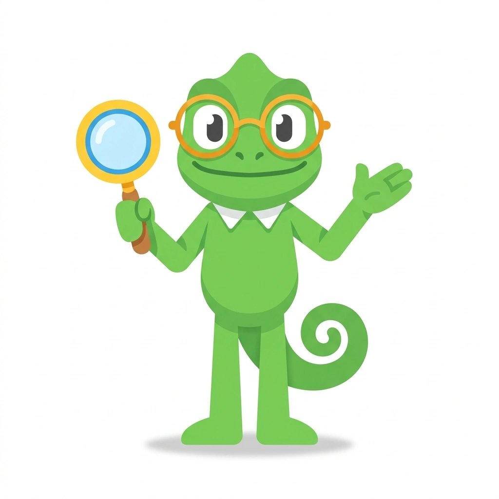 Cam the Chameleon, the guide who teaches the Working with Claude Vision course