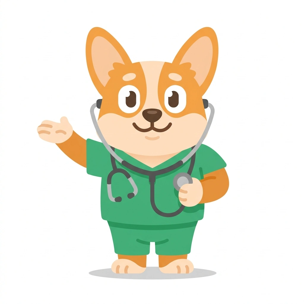 Cordie the Corgi, the guide who teaches the Clinical Cardiology and Procedures course