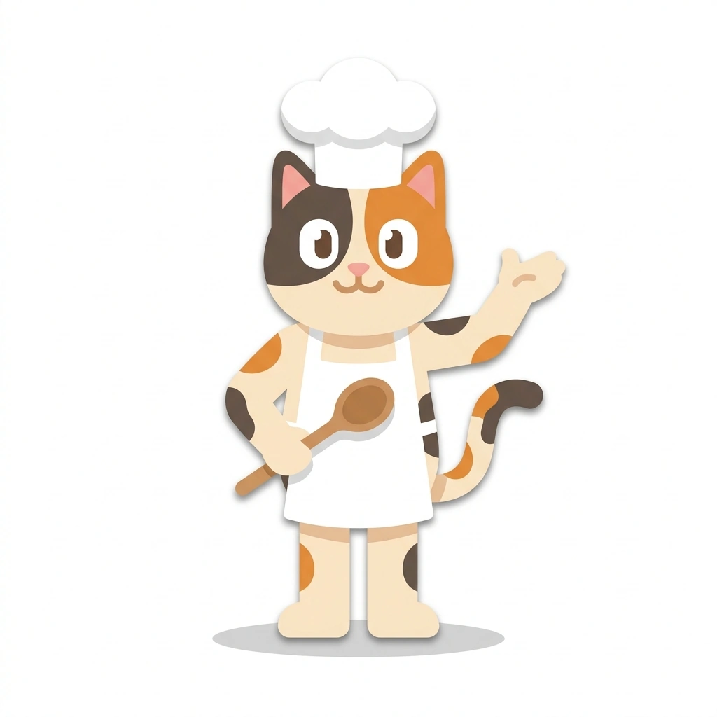 Cleo the Cat, the guide who teaches the Everyday Cooking with Heat and Flavor course