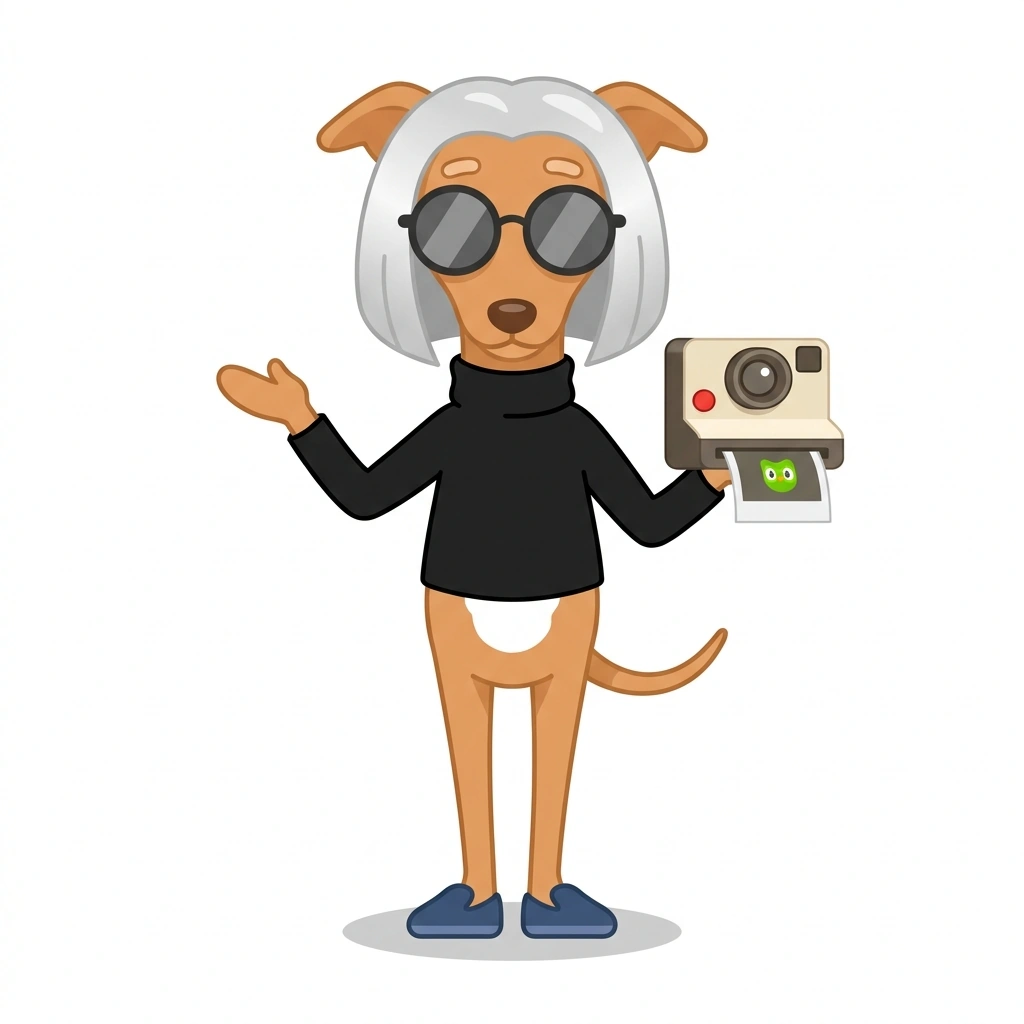 Wally the Warholian Whippet, the guide who teaches the Social World of Andy Warhol course