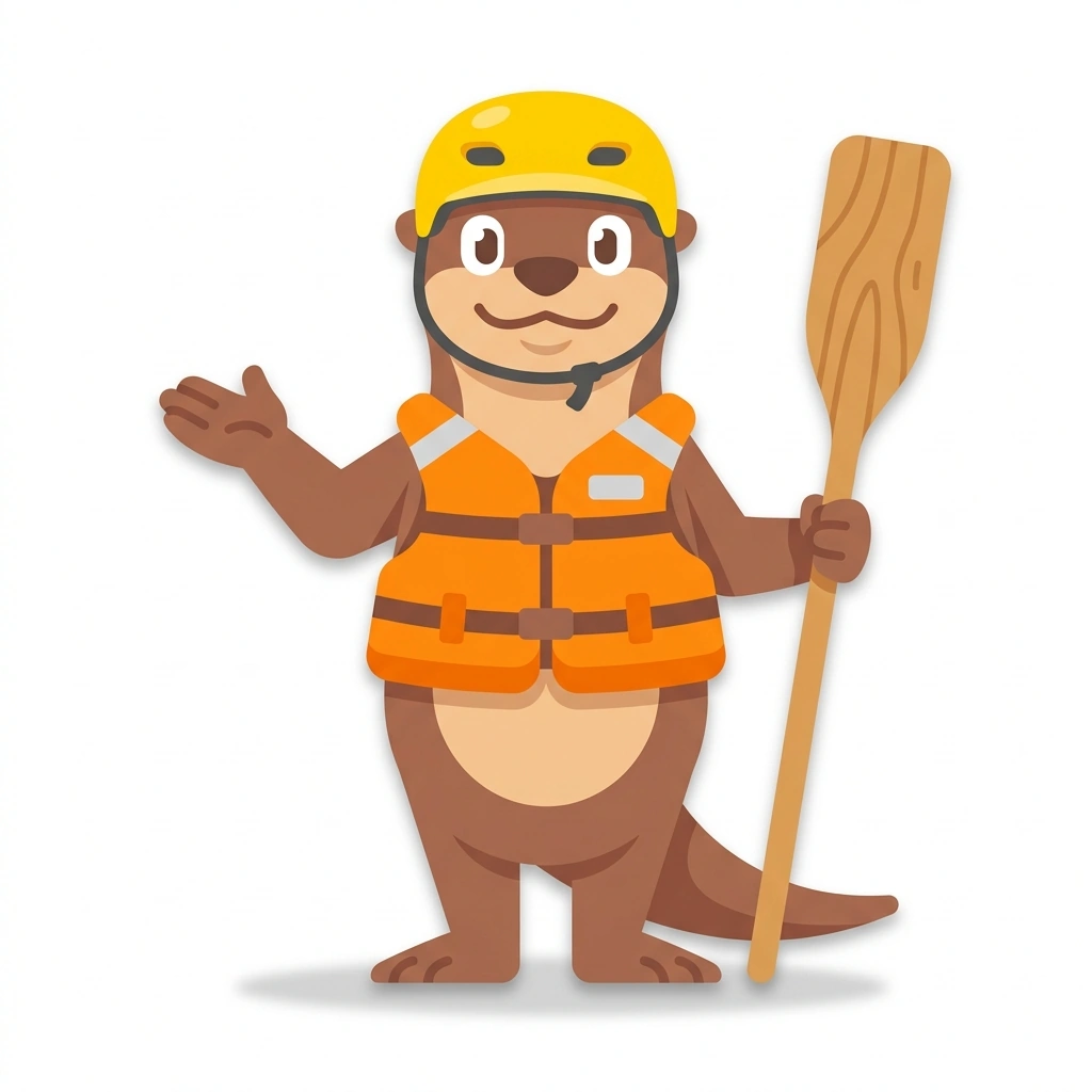 Ripley the River Otter, the guide who teaches the Class IV-V Whitewater Rafting course