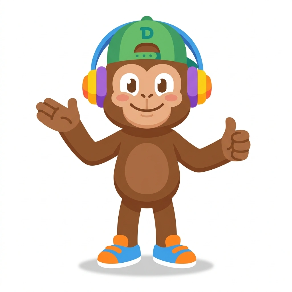 Melody the Monkey, the guide who teaches the How Music Works course
