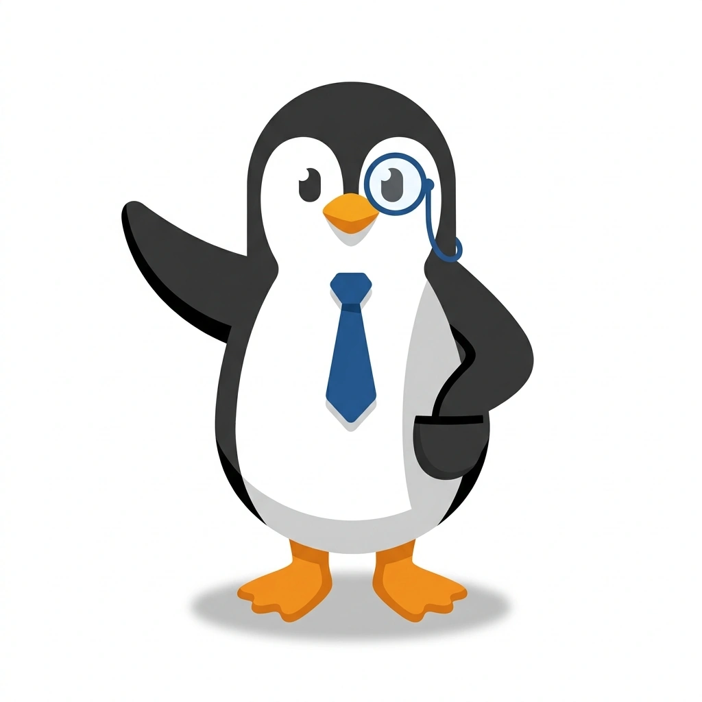 Prudence the Penguin, the guide who teaches the Handling Crude and Immature Humor course