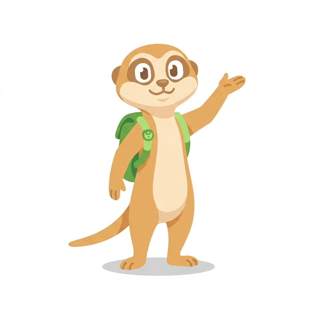Miles the Meerkat, the guide who teaches the Real-World Travel Skills course