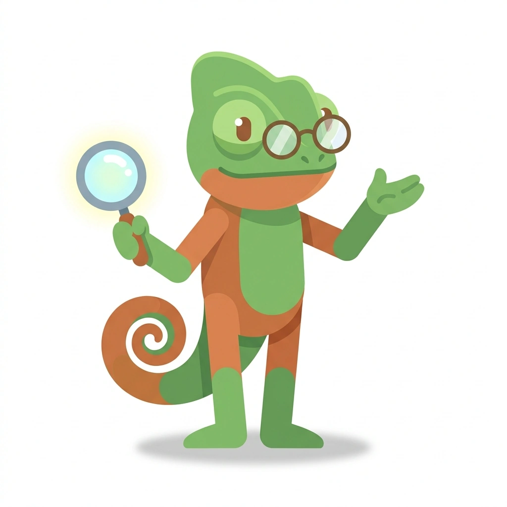 Callie the Chameleon, the guide who teaches the Working with Claude course