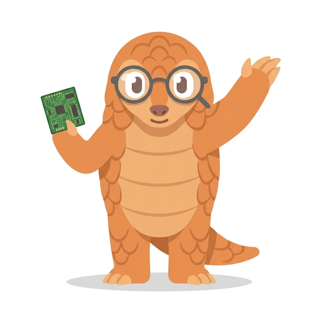 Pip the Pangolin, the guide who teaches the Designing Your First PCB course