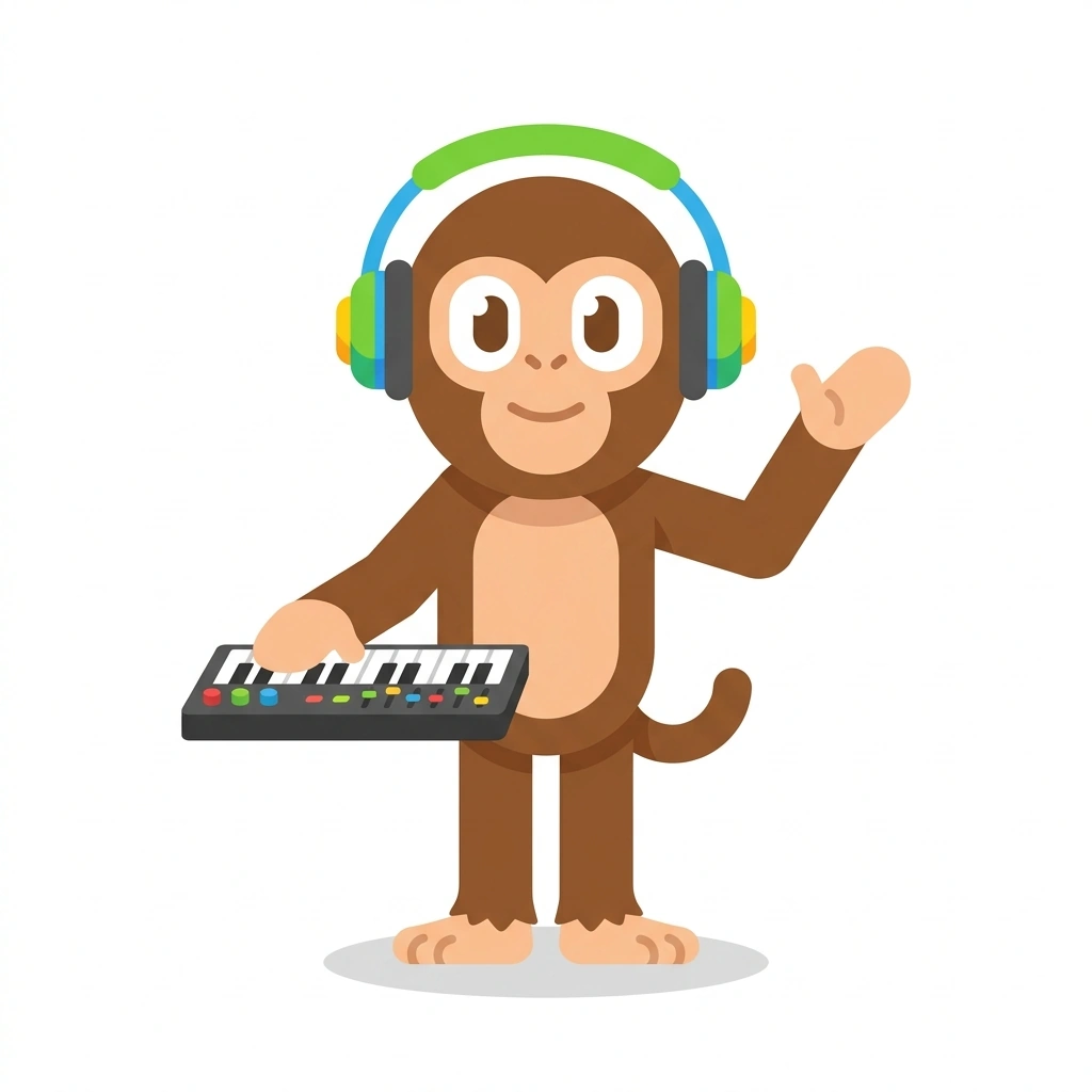 Melody the Monkey, the guide who teaches the Making Music from Scratch course