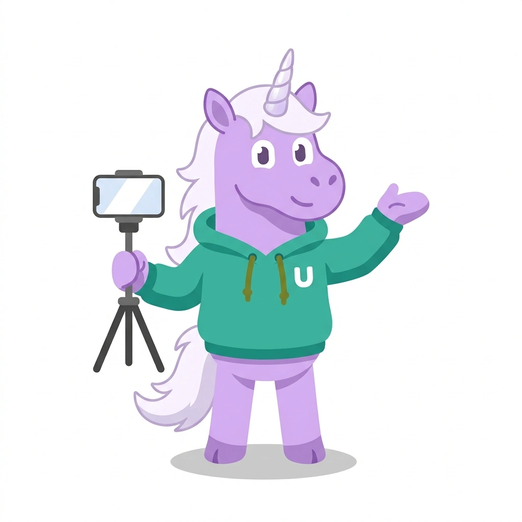 Uggie the Unicorn, the guide who teaches the UGC: Create Content for Brands course