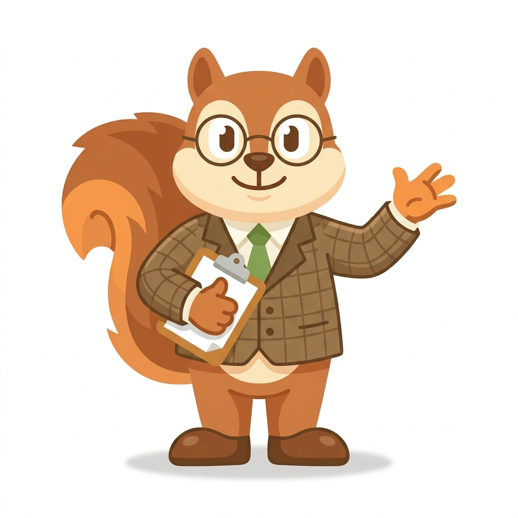Newton the Nut-Cracking Squirrel, the guide who teaches the Clinical Nutrition and Digestive Metabolism course