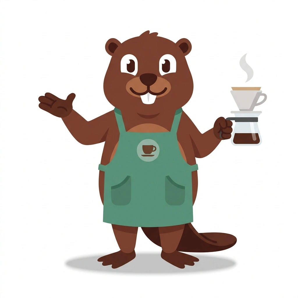 Barnaby the Beaver, the guide who teaches the Dialing In Coffee Flavor course