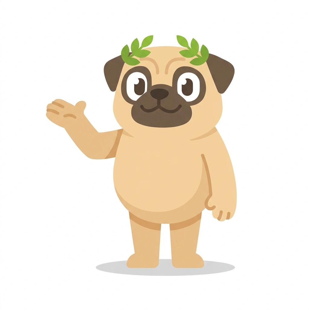 Plato the Pug, the guide who teaches the Everyday Philosophical Traps course