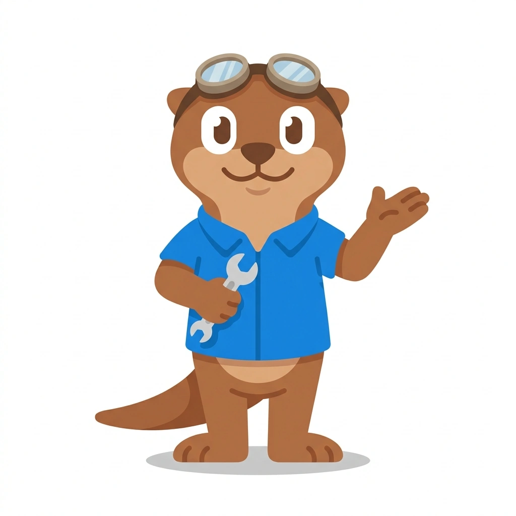 Otto the Otter, the guide who teaches the How Car Engines and Turbos Work course