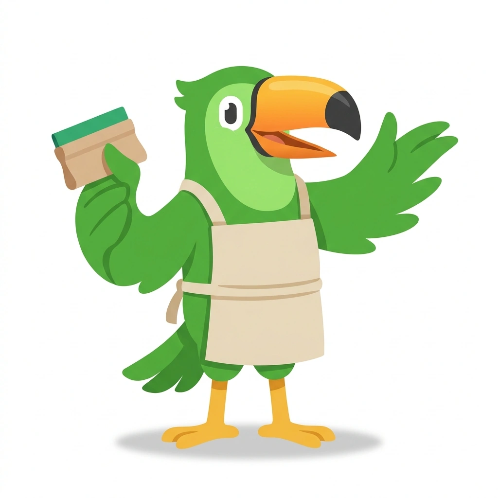 Tess the Toucan, the guide who teaches the Screen Printing Toile Yardage course