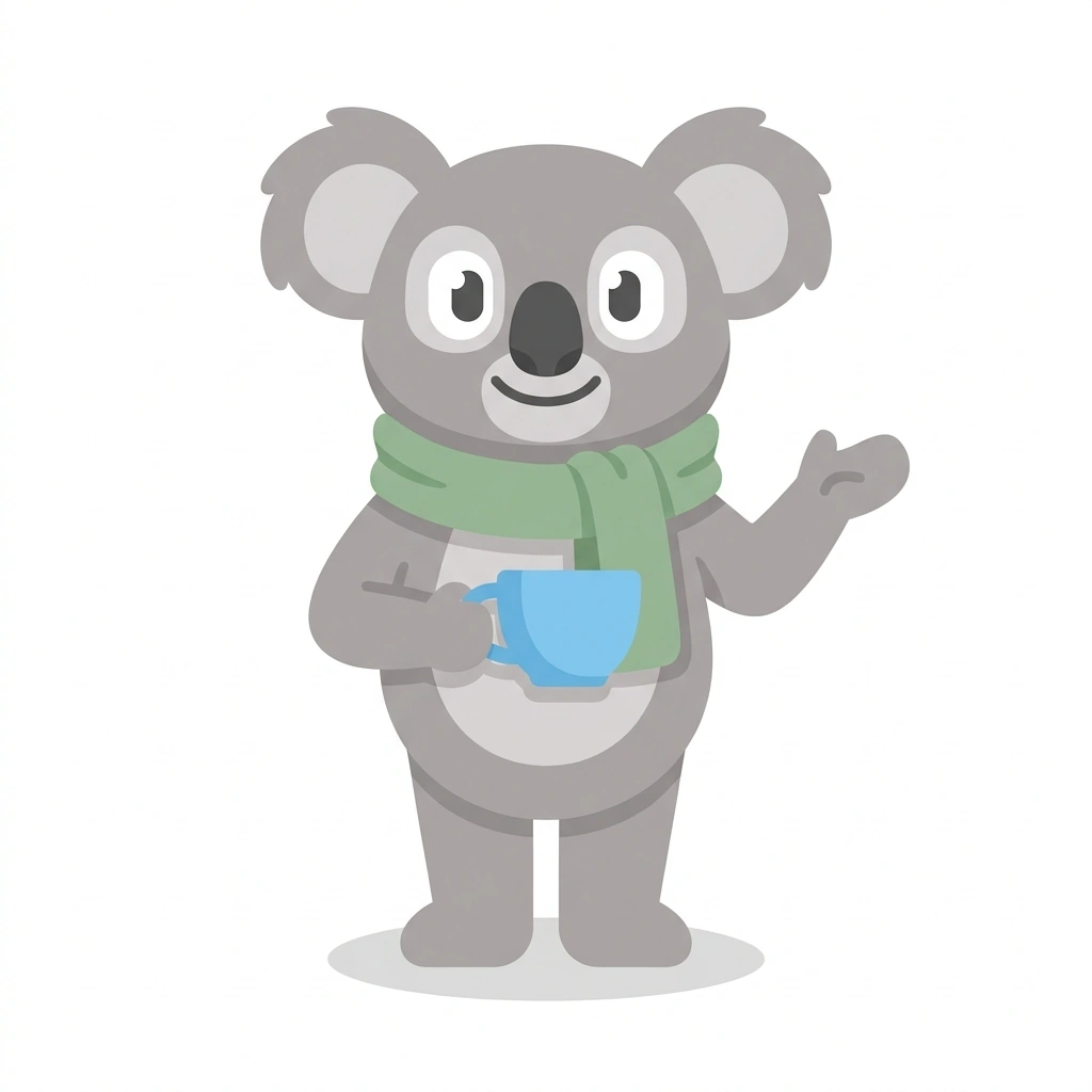 Clover the Koala, the guide who teaches the Complementary Medicine course