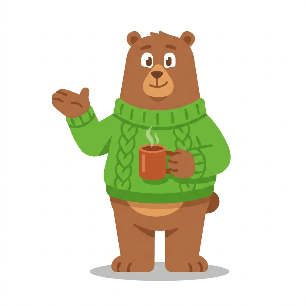 Barnaby the Bear, the guide who teaches the Protecting Your Mind at Work course