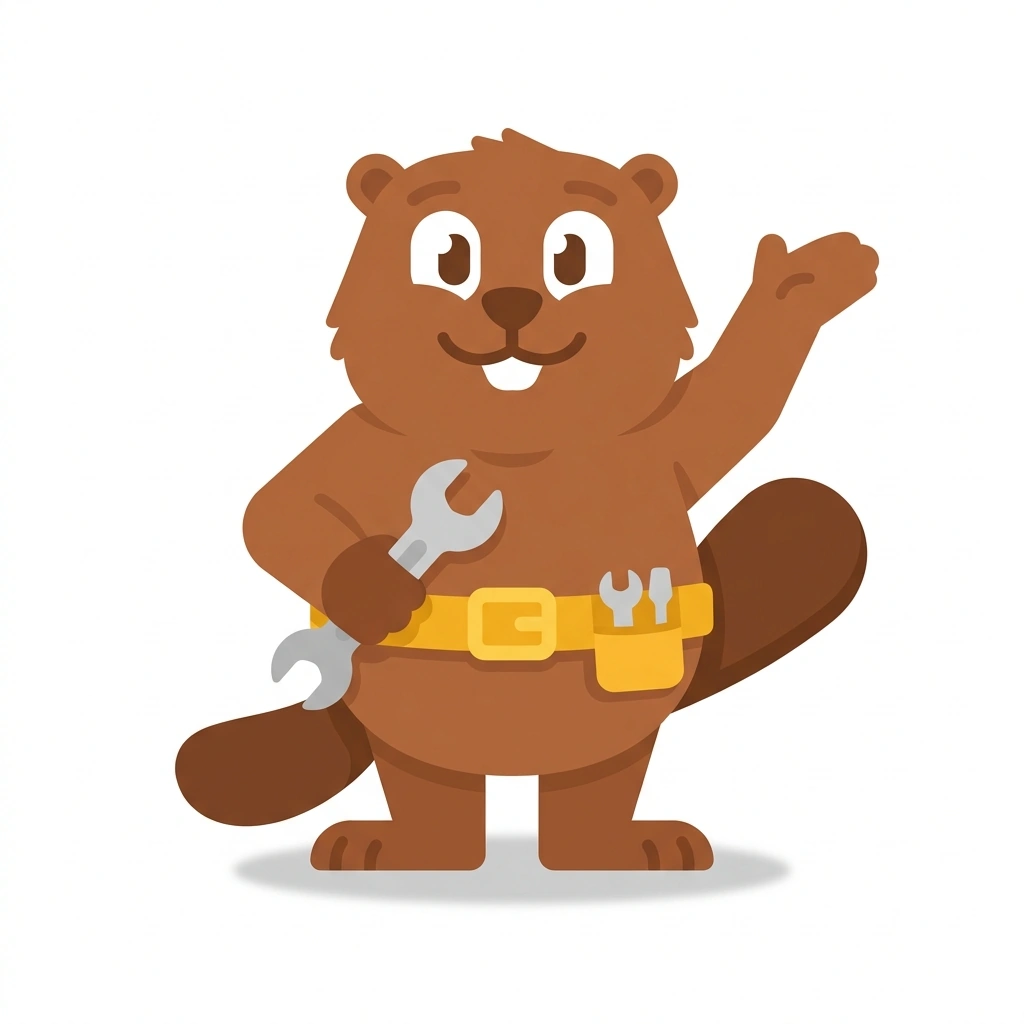 Barnaby the Beaver, the guide who teaches the Everyday Home Maintenance course