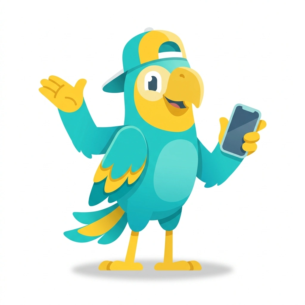 Pip the Parrot, the guide who teaches the Navigating Real-World Conversations course