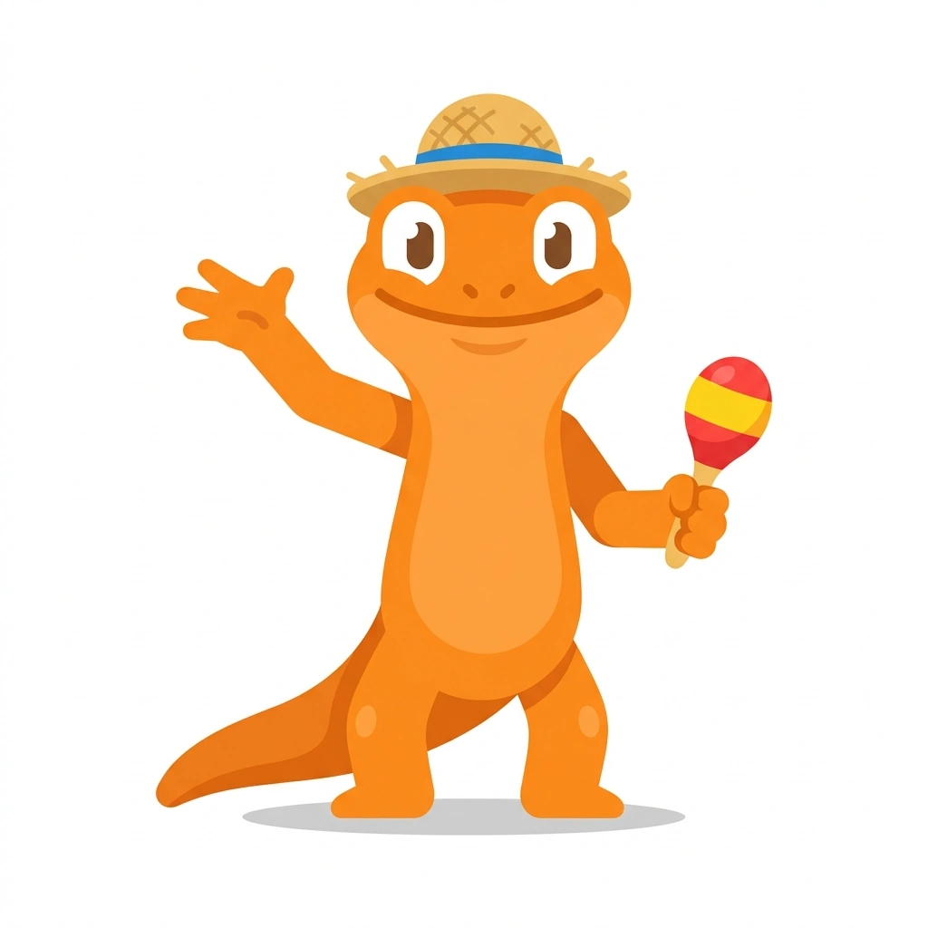 Sol the Salamander, the guide who teaches the Spanish for Your First Conversation course