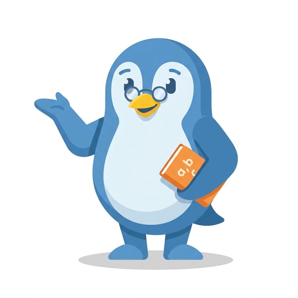 Pip the Pensive Penguin, the guide who teaches the Psychology for Everyday Life course