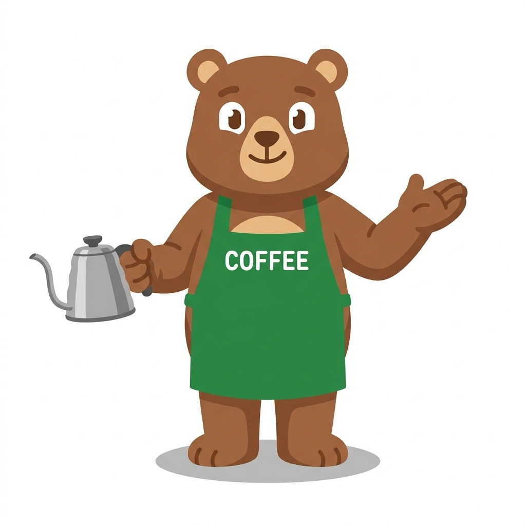 Barnaby the Bear, the guide who teaches the The Mechanics of Coffee Flavor course