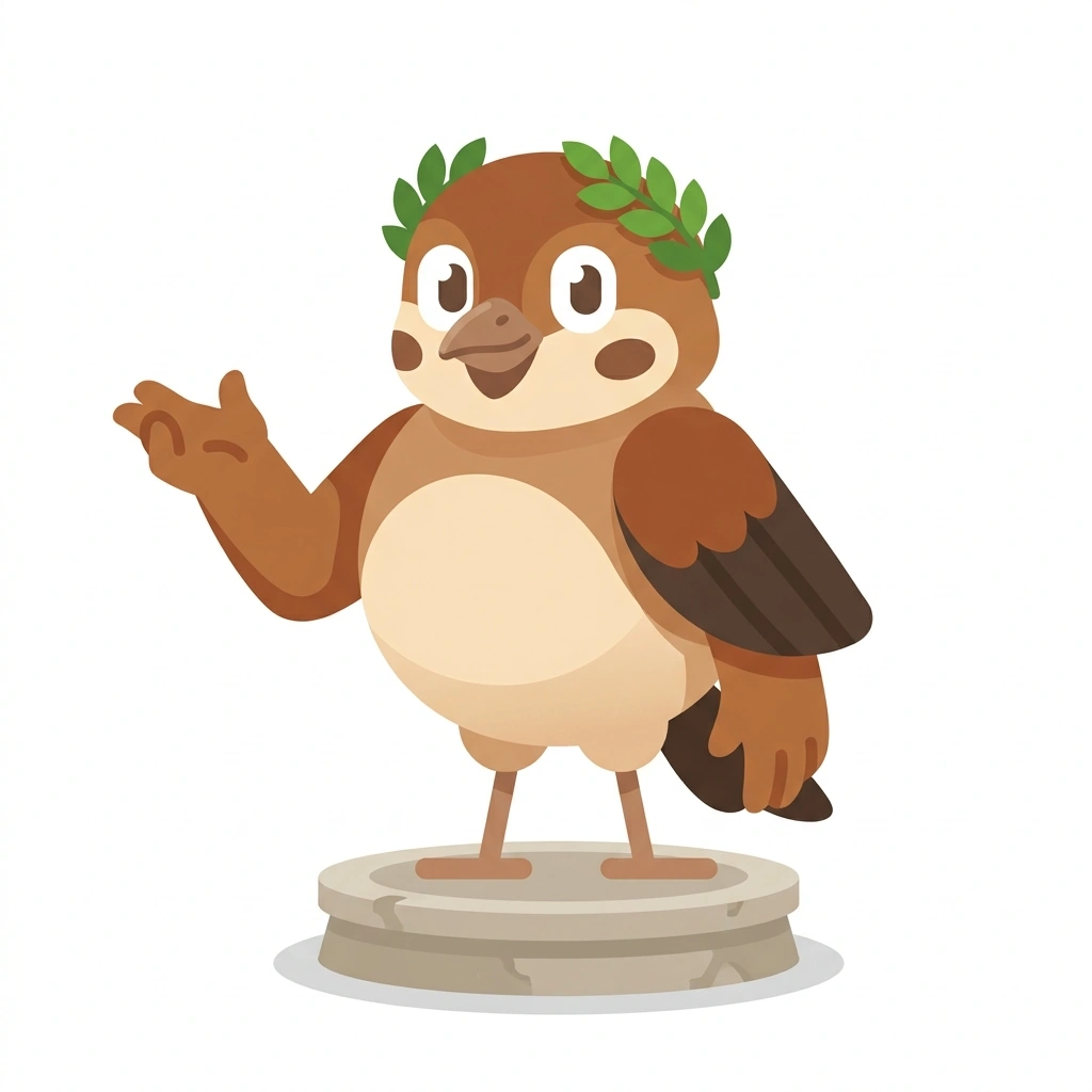 Silas the Stoic Sparrow, the guide who teaches the Stoicism for Real Life course