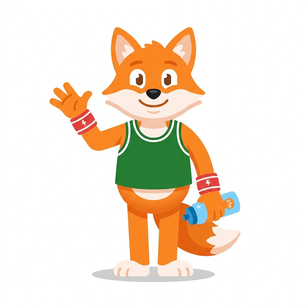 Finley the Fox, the guide who teaches the Building Your Fitness Baseline course