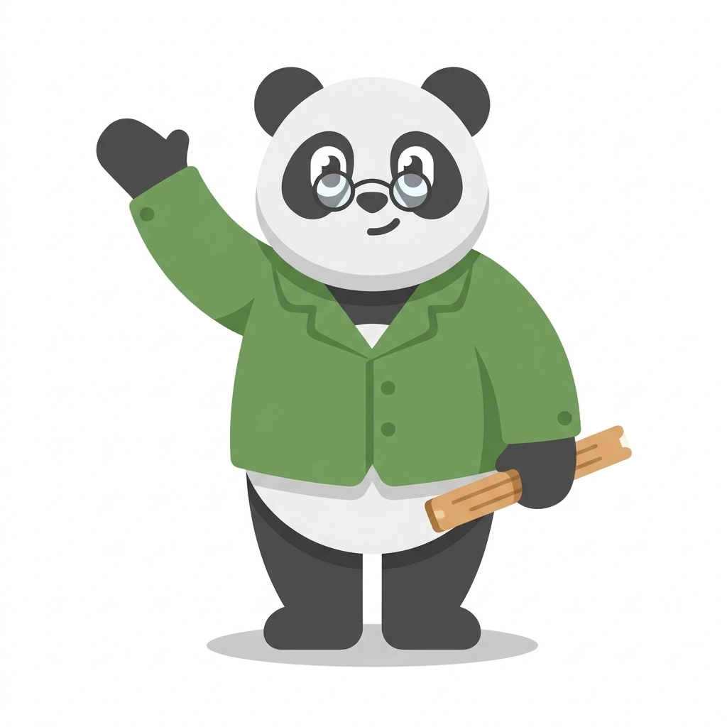 Professor Piston the Panda, the guide who teaches the Physics of Driving course