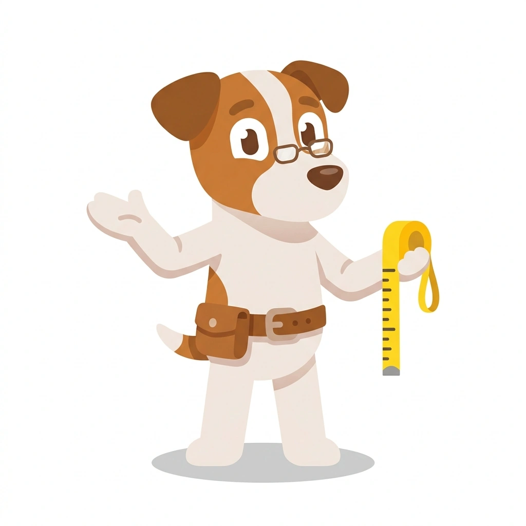 Tate the Terrier, the guide who teaches the Using a Tape Measure Accurately course