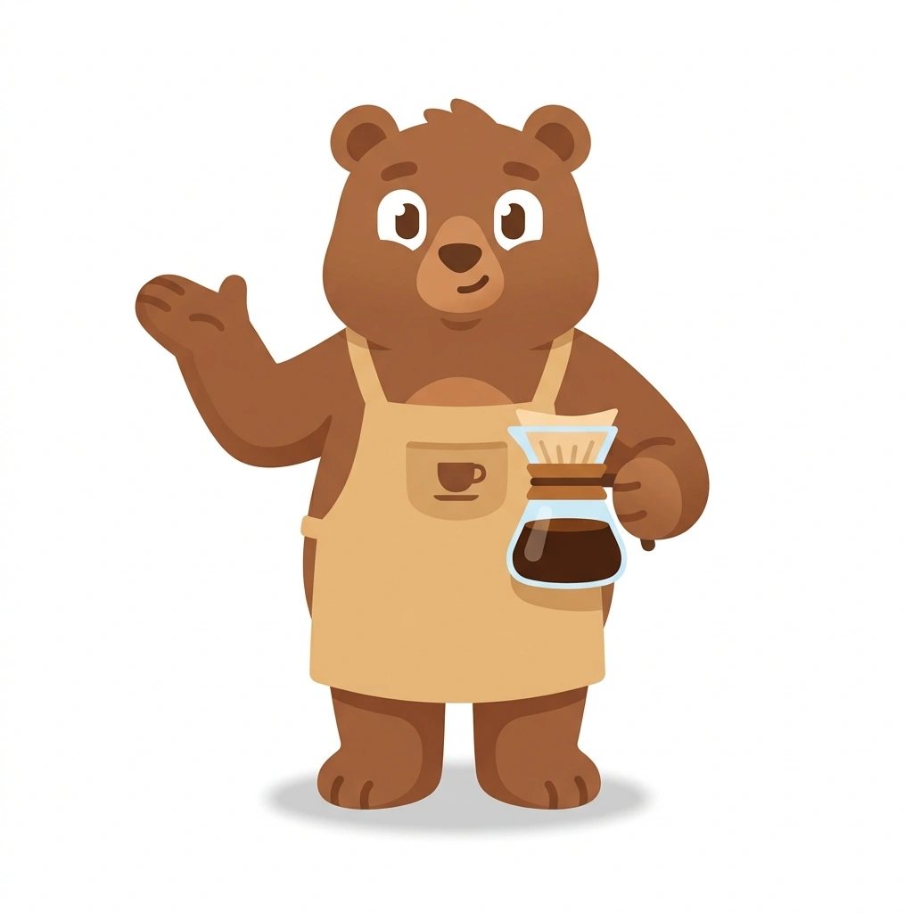 Brew-Brew the Bear, the guide who teaches the Coffee: The Art of the Dial-In course