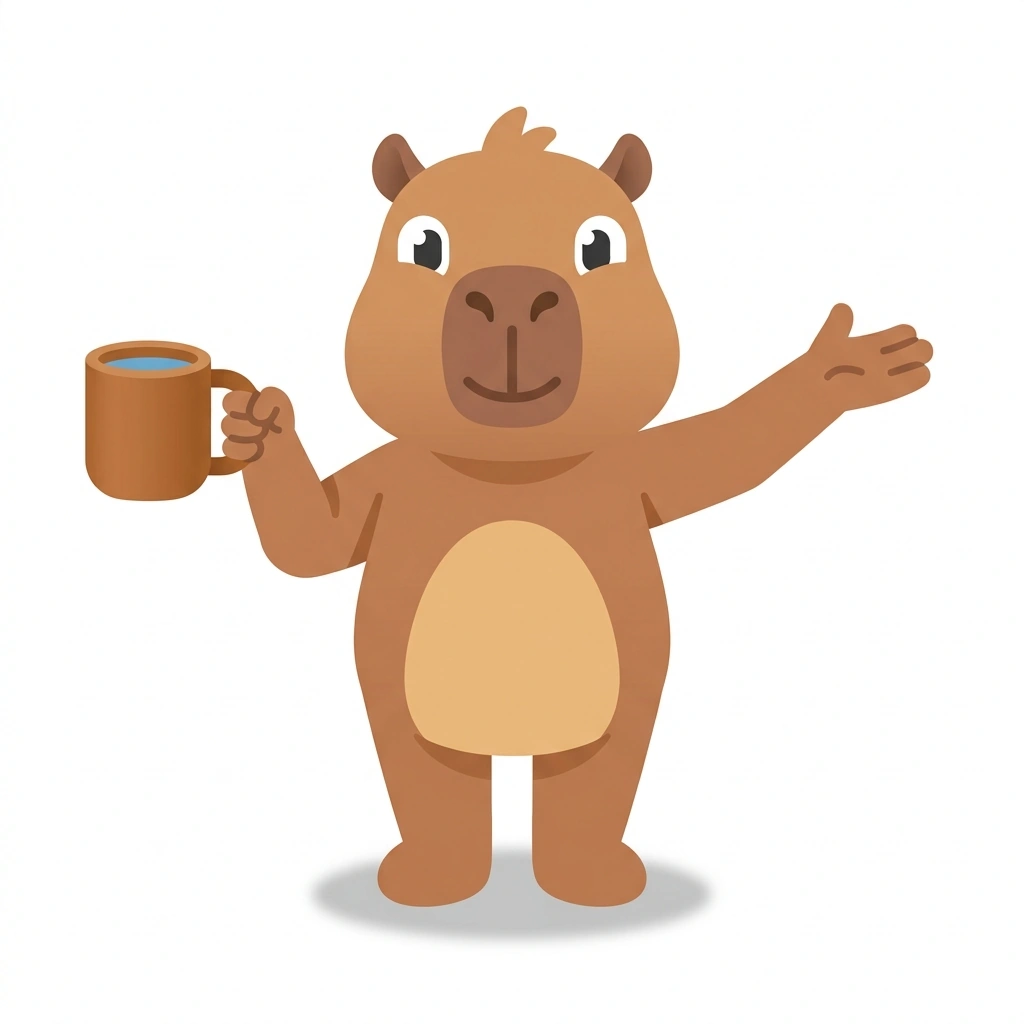 Corin the Capybara, the guide who teaches the Extreme Developmental Trauma in Adulthood course