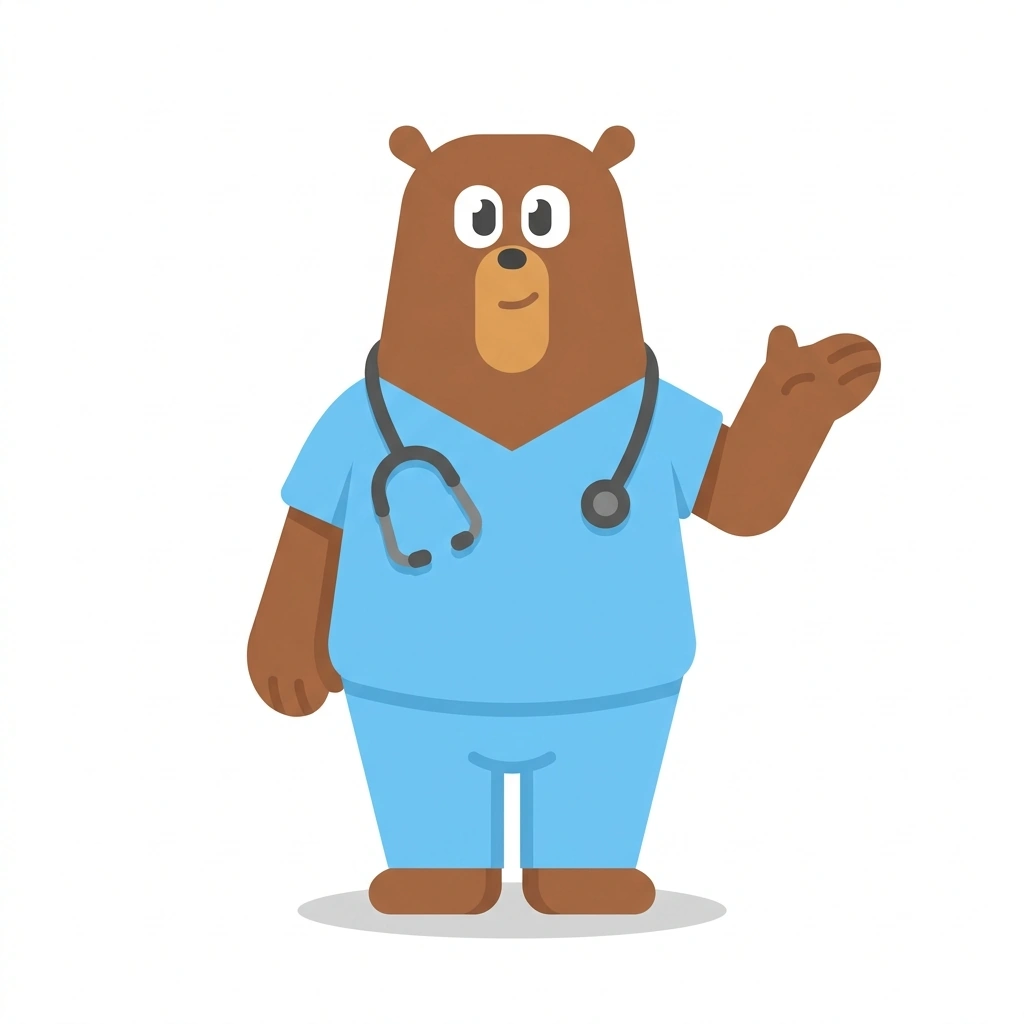 Barnaby the Bear, the guide who teaches the Clinical Chest Examination course