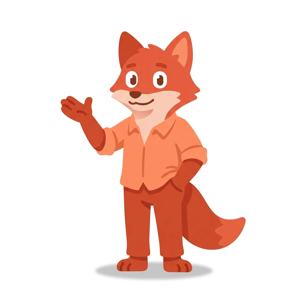 Felix the Fox, the guide who teaches the Social Presence and Charisma course