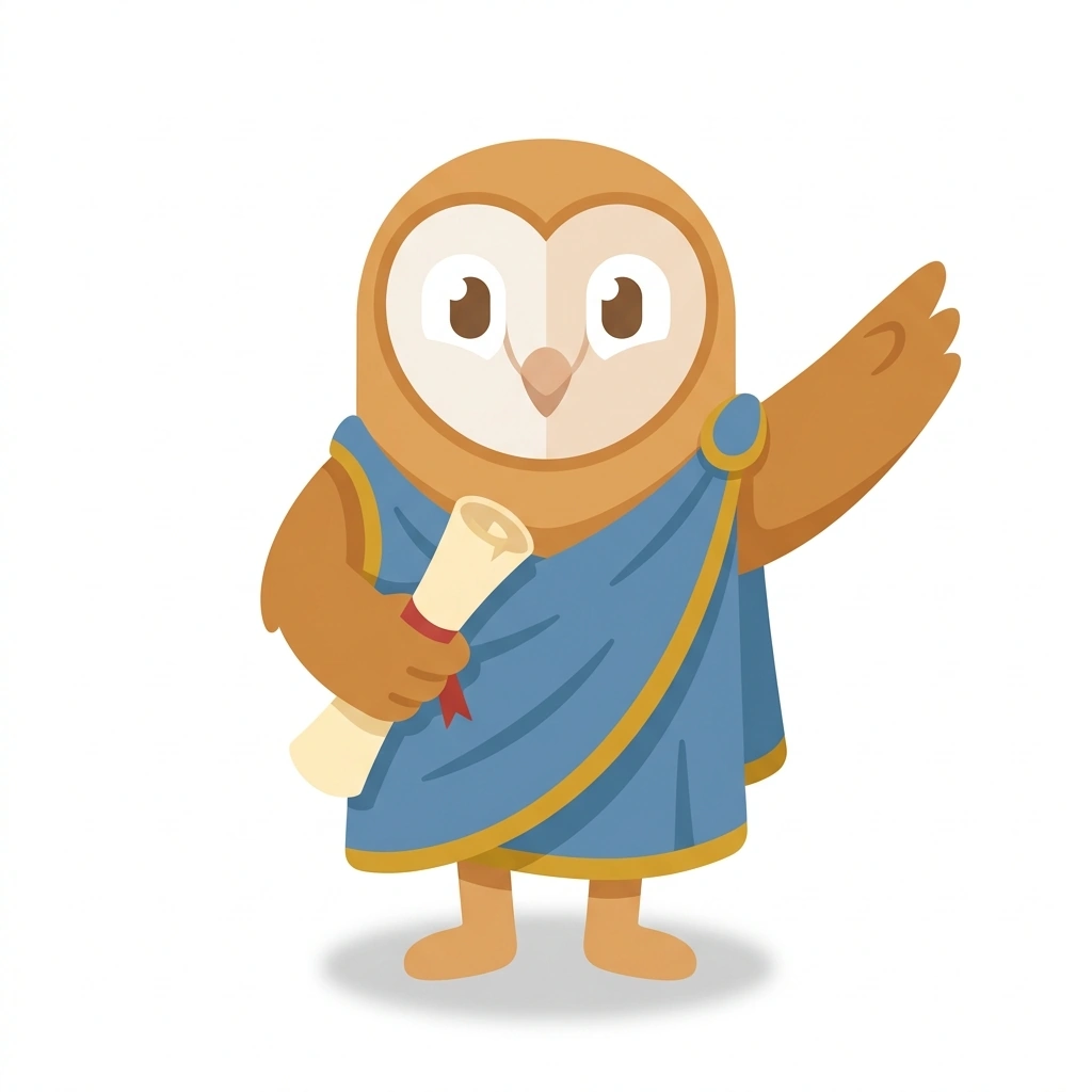 Barnaby the Barn Owl, the guide who teaches the Everyday Stoic Ethics course