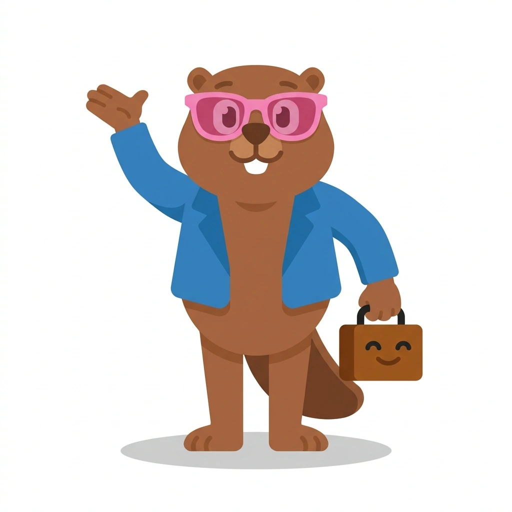 Bizzy the Beaver, the guide who teaches the How Business Actually Works course